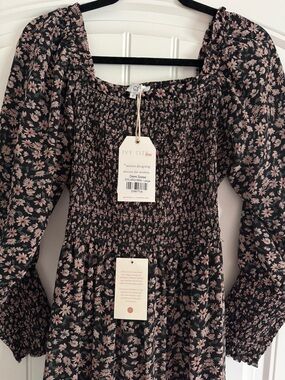 Ivy City Co Floral Maxi Dress L Cottagecore Prairie Romantic NWT